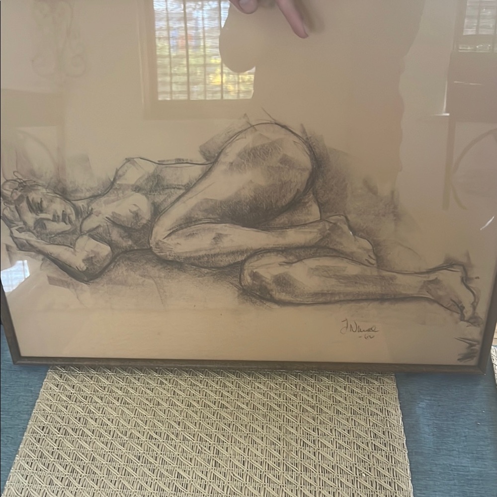 Framed Sketch Art in Black and Cream